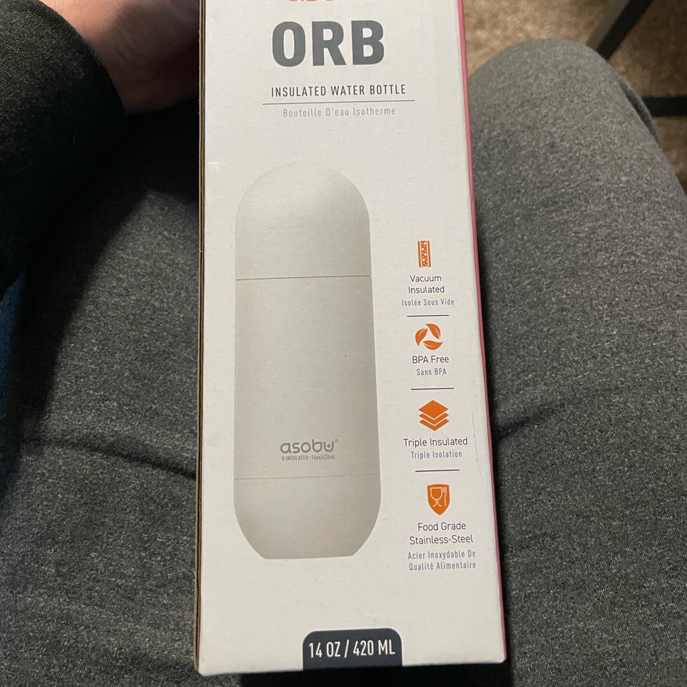 New in Box Asobu White Insulated Water Bottle